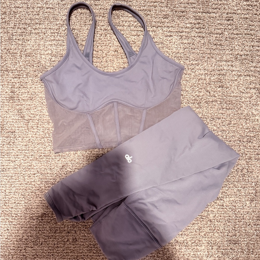 Alo yoga steel blue Airbrush mesh corset bra top (Bra tank top only)
